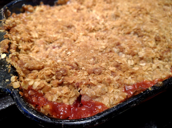Remove dish from oven when crumble is nicely browned