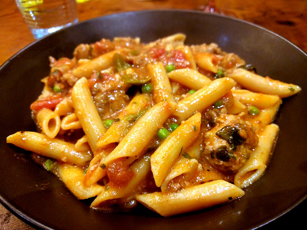 Penne and sausage