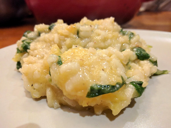 Risotto with roasted squash and spinach