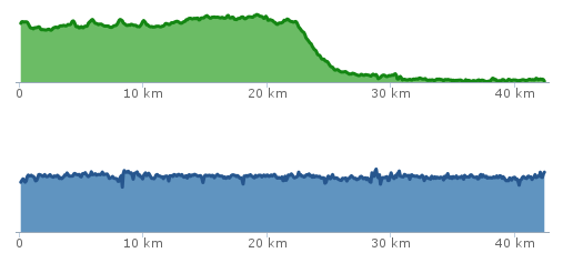 Charts: elevation change (top) and speed (Image Credit: Runkeeper)
