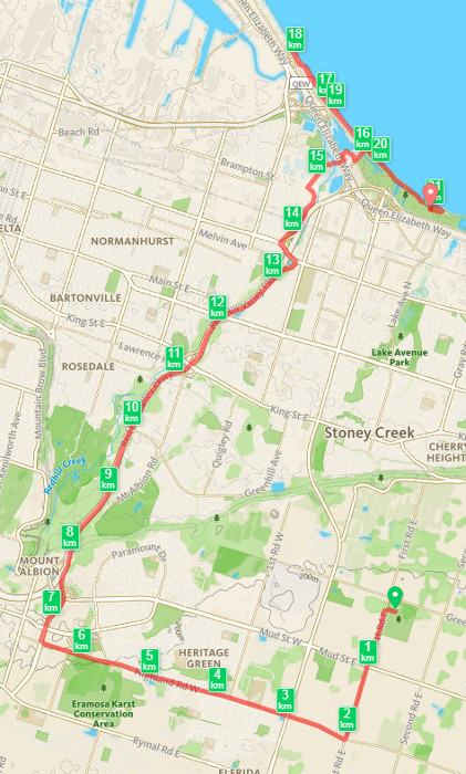 Road2Hope 2017 Half-Marathon route map from Runkeeper