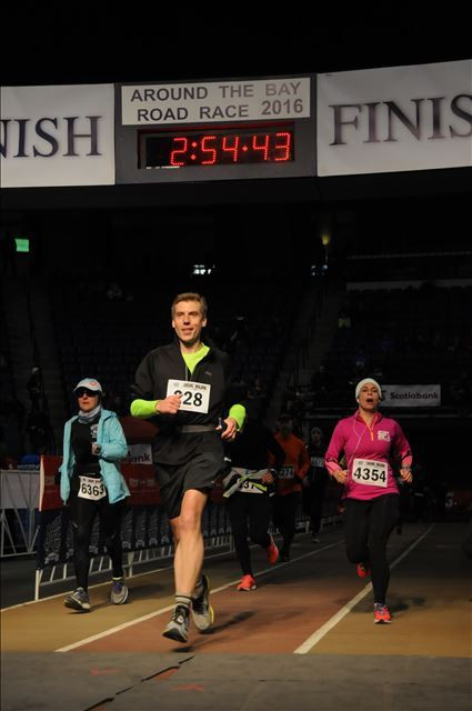 Just about to cross the finish line (Image Credit: Marathonfoto)