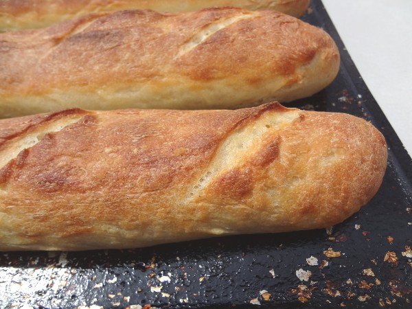 Closeup of the baked baguettes