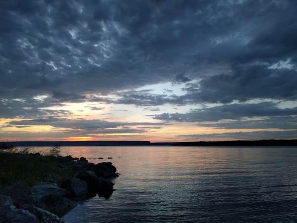 Looking across Colpoy's Bay at sunset: the Niagara Escarpment also runs along the opposite shore